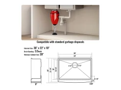 Fregadero de Cocina SucceBuy de Estilo Rústico, de Acero Inoxidable 304, de un Solo Seno, 91 x 56 x 23 Cm