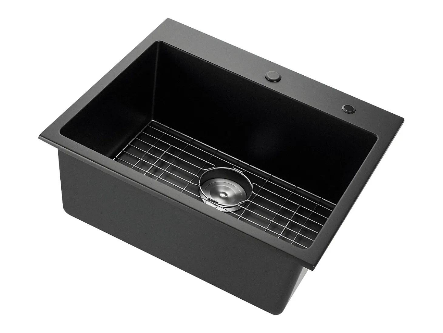 Fregadero de Cocina SucceBuy Moderno en Granito de 63,5 cm, Fregadero de Sobremesa de Cubeta Grande Simple, Cubeta Lavadora Empotrable con Múltiples Accesorios