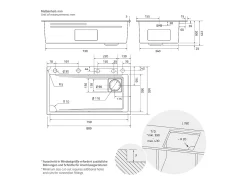Fregadero de cocina 80x46 cm lavabo rectangular antracita acero con accesorios