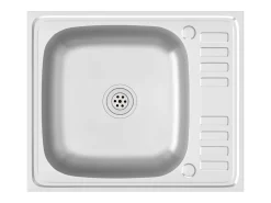Fregadero de cocina y escurridor plateado 600x500x155 mm acero inoxidable