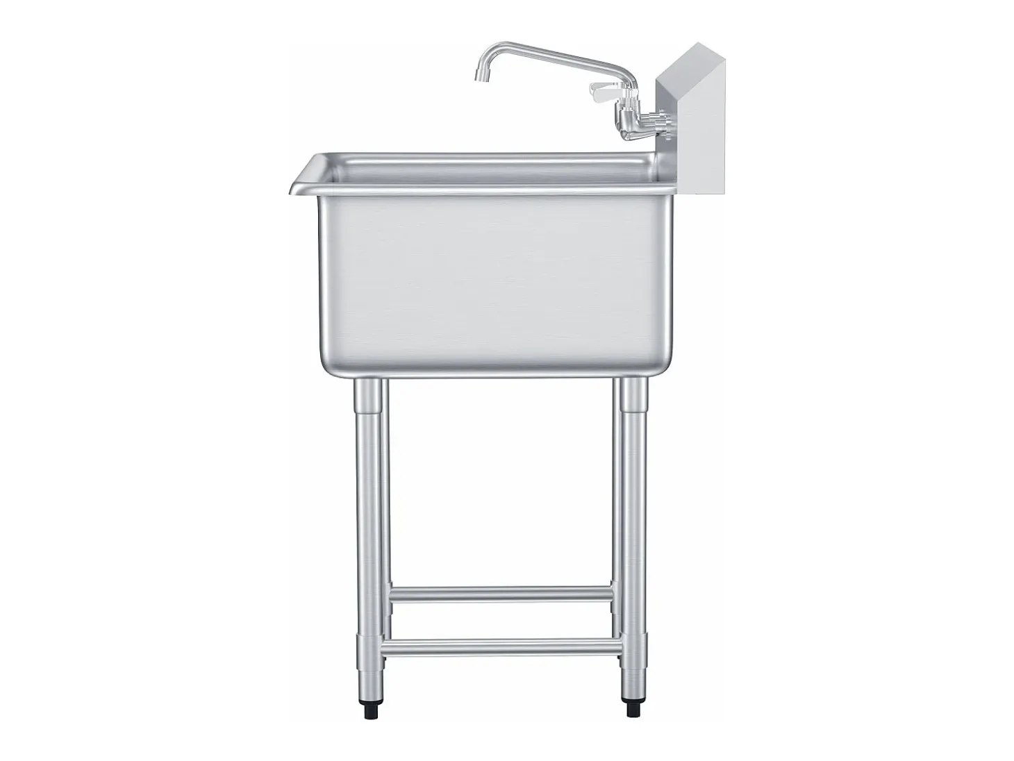 Fregadero de Servicio, SucceBuy 45.7x104.1CM Fregadero Comercial de Cocina y Preparación de 1 Compartimento con Protector contra Salpicaduras de Acero Inoxidable