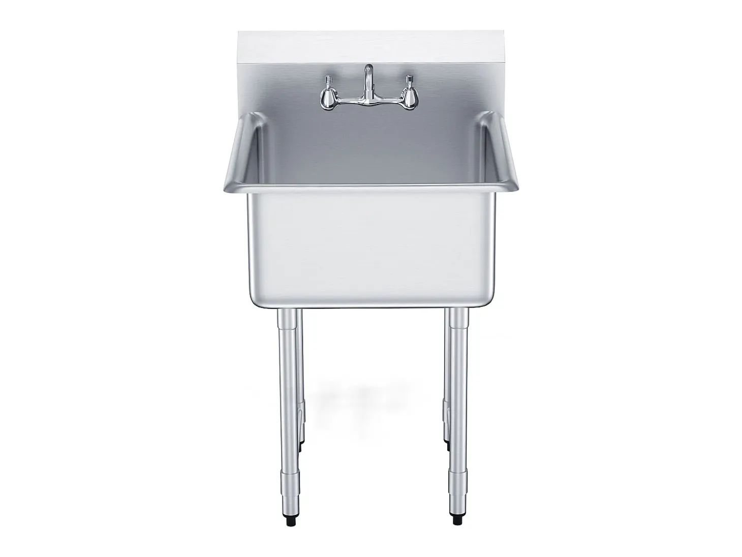 Fregadero de Servicio, SucceBuy 45.7x104.1CM Fregadero Comercial de Cocina y Preparación de 1 Compartimento con Protector contra Salpicaduras de Acero Inoxidable