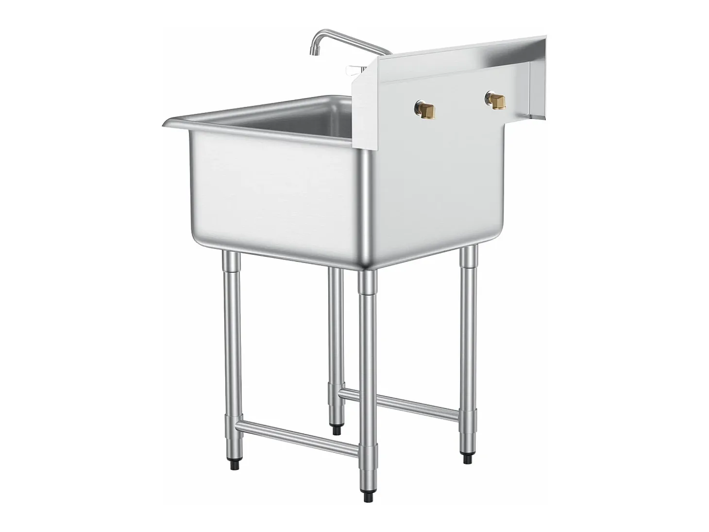 Fregadero de Servicio, SucceBuy 45.7x104.1CM Fregadero Comercial de Cocina y Preparación de 1 Compartimento con Protector contra Salpicaduras de Acero Inoxidable