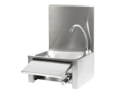 Fregadero gastronorm de acero inoxidable con mando de rodilla y lavabo antisalpicaduras 16_0002395