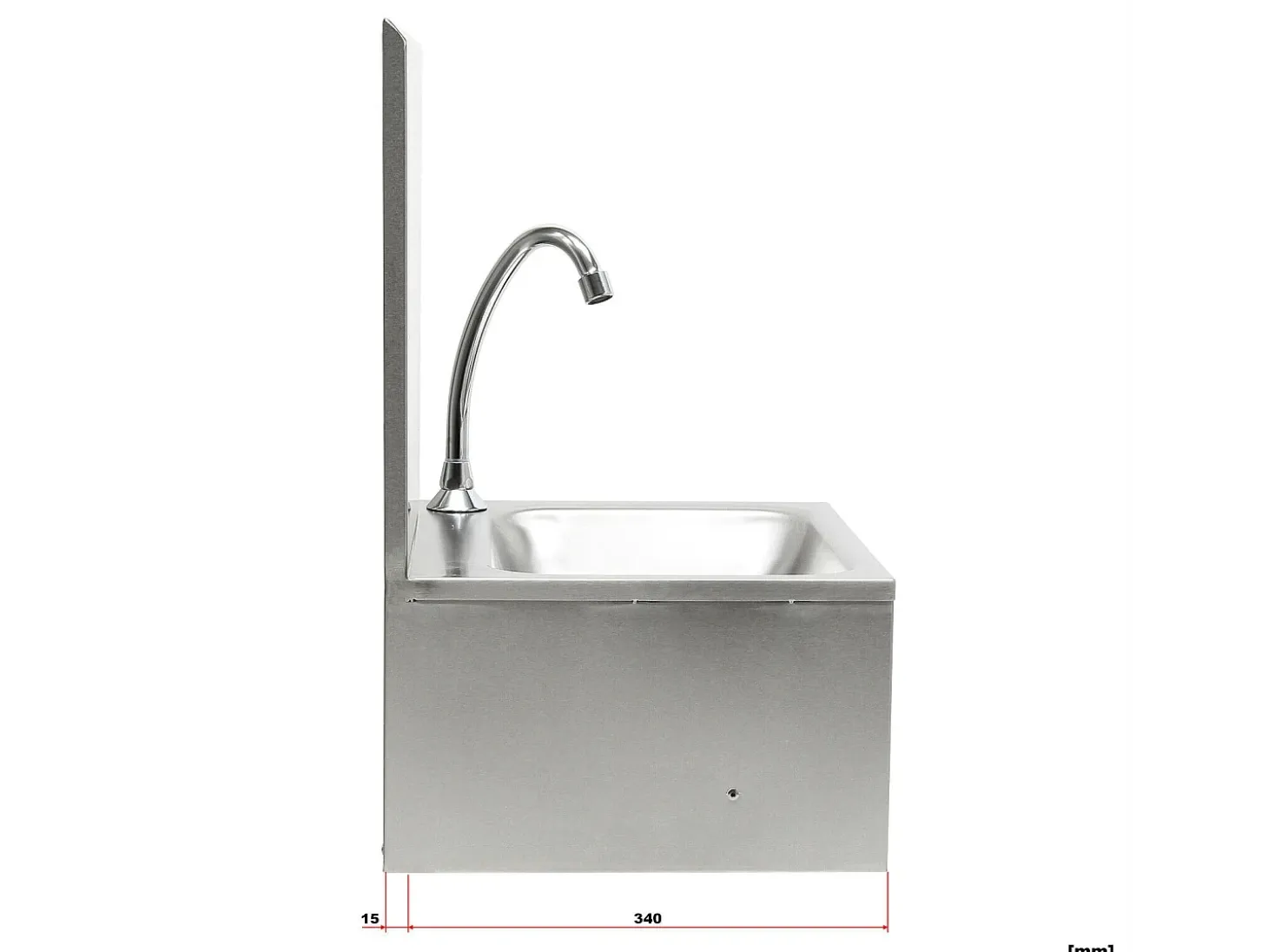 Fregadero gastronorm de acero inoxidable con mando de rodilla y lavabo antisalpicaduras 16_0002395