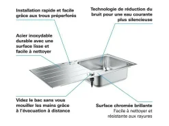 Fregadero GROHE 1 seno con escurridor reversible en acero inoxidable K500 31563SD1
