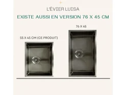 Fregadero Luisa 1 cubeta grande 76x45 en acero inoxidable gris gun metal Essebagno
