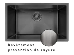 Fregadero Luisa 1 cubeta grande 76x45 en acero inoxidable gris gun metal Essebagno