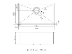Fregadero Luisa 1 cubeta grande 76x45 en acero inoxidable gris gun metal Essebagno