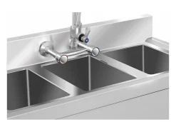 Fregadero profesional de 3 senos 100 x 50 x 97 cm acero inoxidable 14_0001591