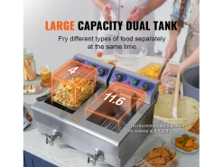 Freidora Comercial SucceBuy, 6000 W, Encimera, Tanques Dobles