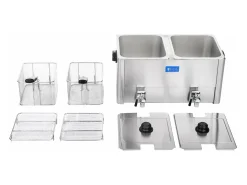 Freidora de acero inoxidable con 2 depósitos de 13 litros cubeta extraíble temporizador y termostato modelo profesional EGO 3614021
