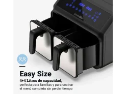 Freidora de aire Air Crispy 6008DB Universal Blue 2200W 8L 2 cubetas negro/inox