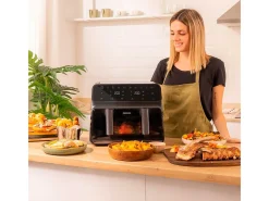 Freidora de aire Cecotec Cecofry Advance 9000 Window 2200W 9L 2 cubetas independientes con ventana negro
