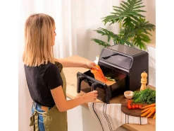 Freidora de aire Cecotec Cecofry Advance 9000 Window 2200W 9L 2 cubetas independientes con ventana negro