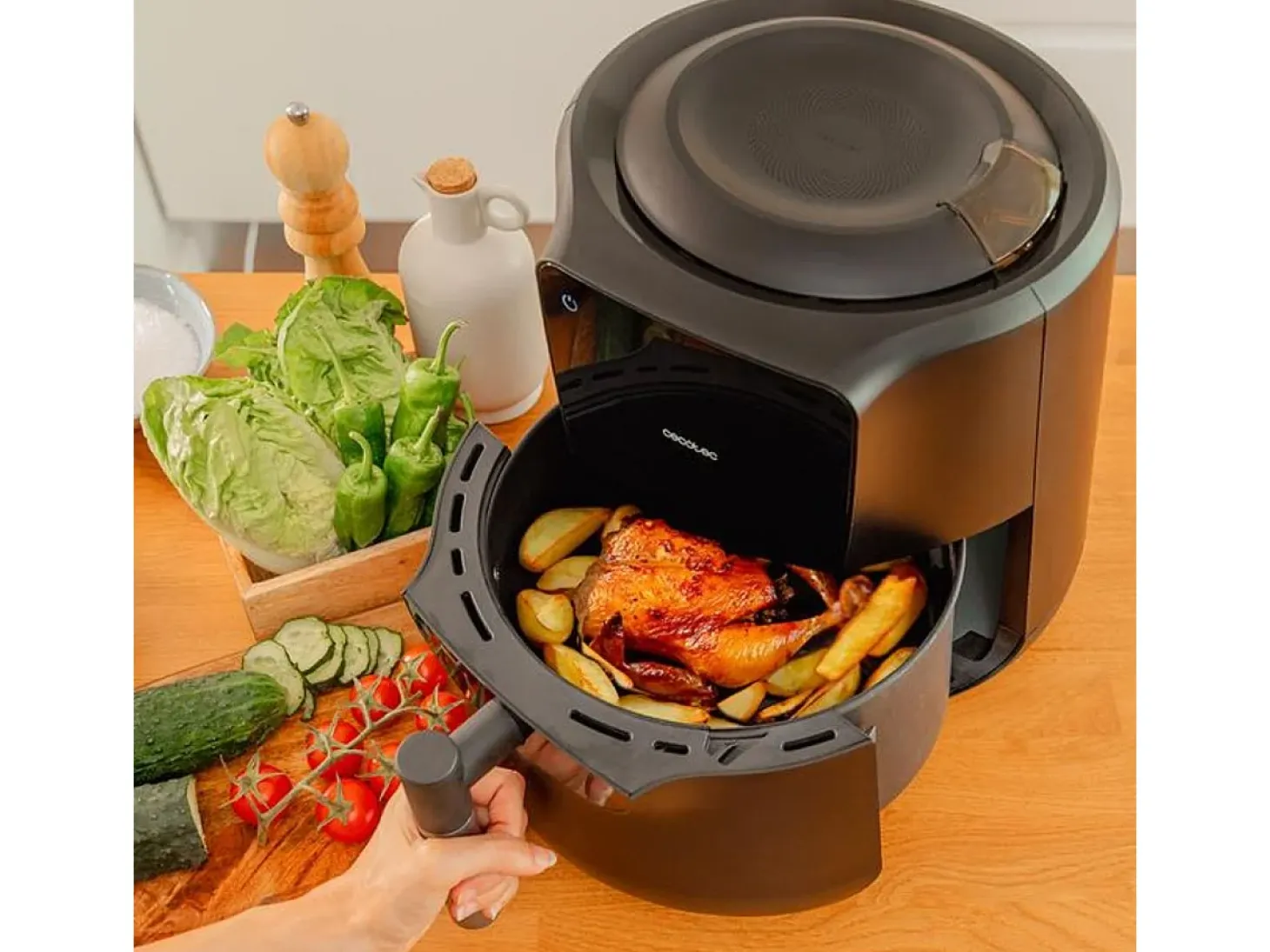 Freidora de aire Cecotec Cecofry Rain 5,5L 1550W 7 niveles de cocción negro