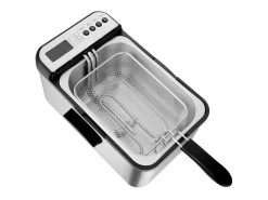 Freidora eléctrica Sencor SFR 8200SS 2200W 3,2L acero inoxidable negro con temporizador y tapa con ventana