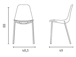Frida - Silla de polipropileno color óxido 4 piezas