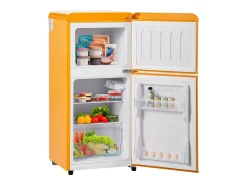 Frigorífico de 60L con 2 puertas e iluminación LED - Consumo energético 102 kWh/año - Amarillo antiguo