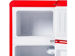 Frigorífico de 60L con 2 puertas e iluminación LED - Consumo energético 102 kWh/año - Rojo