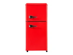 Frigorífico de 60L con 2 puertas e iluminación LED - Consumo energético 102 kWh/año - Rojo