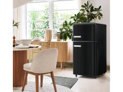 Frigorífico estilo retro de 72L con iluminación LED - Congelador de 21L - Negro