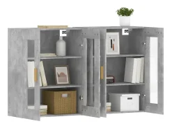 Gabinetes de pared de 2 piezas, gris hormigón, madera de ingeniería