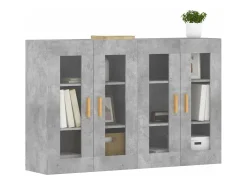 Gabinetes de pared de 2 piezas, gris hormigón, madera de ingeniería