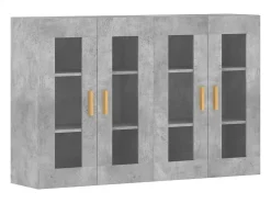 Gabinetes de pared de 2 piezas, gris hormigón, madera de ingeniería