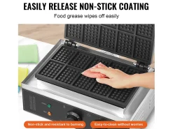 Gofrera Comercial Rectangular SucceBuy 10PCS 1550W, Antiadherente, en Acero Inoxidable, Control De Temperatura y Tiempo, Mango