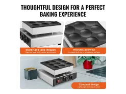 Gofrera SucceBuy 9 Piezas 76 mm Máquina Comercial de Crepas Holandesas Dorayaki 850 W Antiadherente