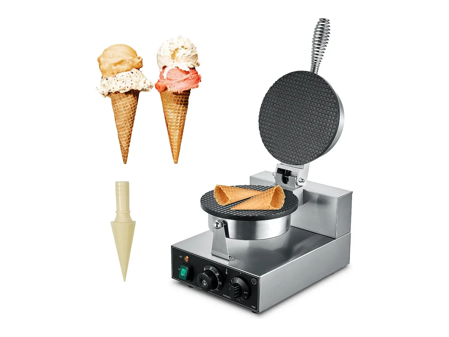 Gofrera SucceBuy Máquina Eléctrica para Cucuruchos de Helado 1 230 W Rollo de Huevo Gofrado Comercial