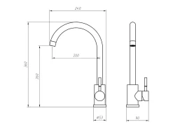 Grifo de cocina de acero inoxidable - Gris - ROMILY