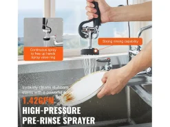 Grifo de Cocina SucceBuy para Fregadero de Montaje en Pared - Con Rociador de Prelavado, 111.8 cm