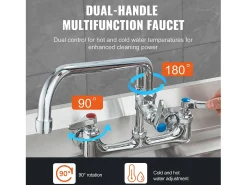 Grifo de Cocina SucceBuy para Fregadero de Cocina de Montaje en Pared - Con Rociador de Prelavado, 91 cm