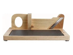 Guillotina para embutidos de madera de caucho con base de pizarra - Hoja de acero inoxidable - Seguridad