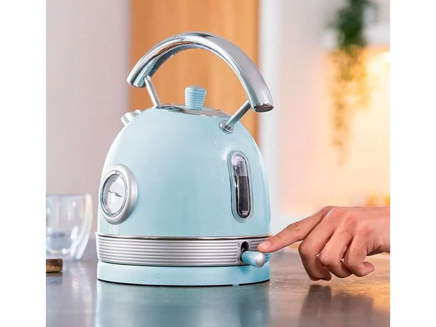 Hervidor de agua Cecotec Thermosense 420 Vintage Light Blue 2200W 1,8L azul