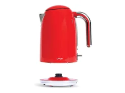 Hervidor eléctrico retro rojo 1,7L acero inoxidable inalámbrico 2200W con filtro antical y apagado automático