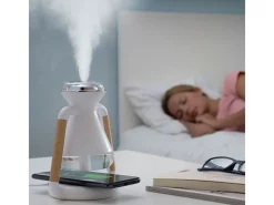 Humidificador y difusor de aromas Misvolt InnovaGoods con cargador inalámbrico blanco 17x15x11 cm