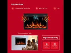 Insert eléctrico INFINITY para chimenea eléctrica - fuego premium - empotrada - 71x14x50 cm - chimenea LED con calefacción 750/1500 W