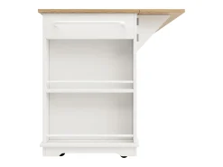 Isla central de cocina - carrito con ruedas y plancha extensible - 3 cajones y 6 estantes - Blanco