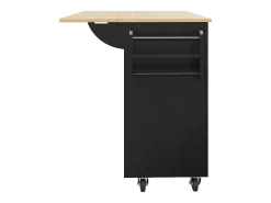 Isla central de cocina - carrito con ruedas y plancha extensible - 3 cajones y 2 puertas - Negro