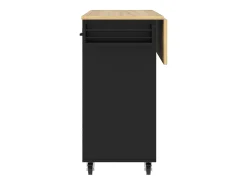 Isla central de cocina - carrito con ruedas y plancha extensible - 3 cajones y 2 puertas - Negro