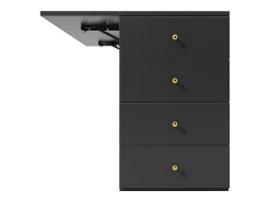 Isla central de cocina - Tablero extensible - 140x70x89cm - 3 puertas y 6 cajones - con taburetes - MDF - Negro
