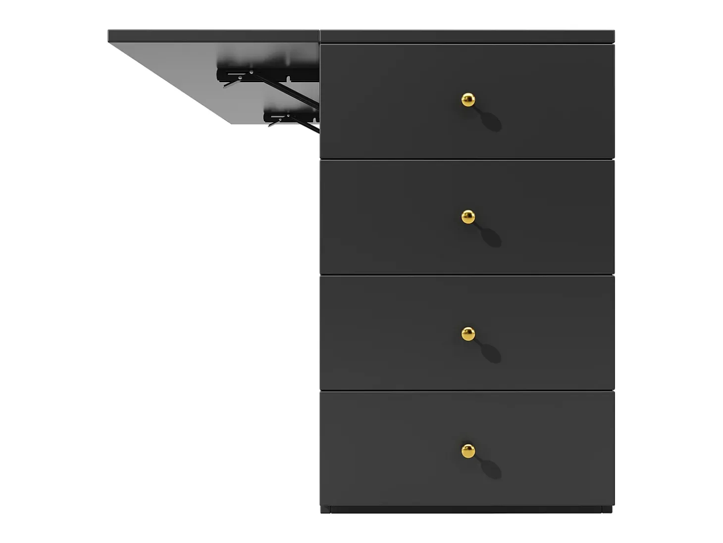 Isla central de cocina - Tablero extensible - 140x70x89cm - 3 puertas y 6 cajones - con taburetes - MDF - Negro