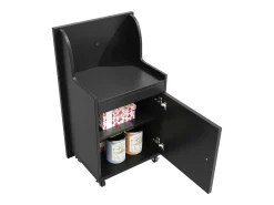 Isla central de cocina - Tablero extensible - 140x70x89cm - 3 puertas y 6 cajones - con taburetes - MDF - Negro