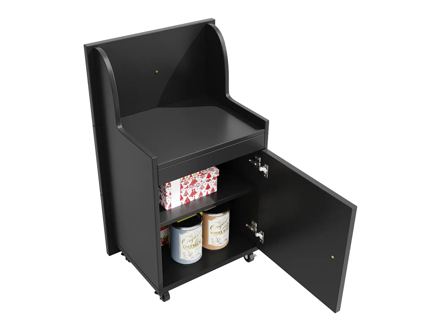Isla central de cocina - Tablero extensible - 140x70x89cm - 3 puertas y 6 cajones - con taburetes - MDF - Negro