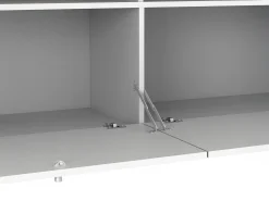 Isla central de cocina con 2 puertas y 2 huecos - Blanco y roble - TEKYNA