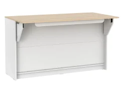 Isla central de cocina con 2 puertas y 2 huecos - Blanco y roble - TEKYNA