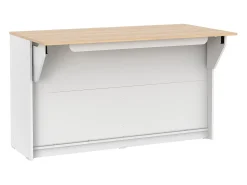 Isla central de cocina con 2 puertas - Blanco y roble - BENITA